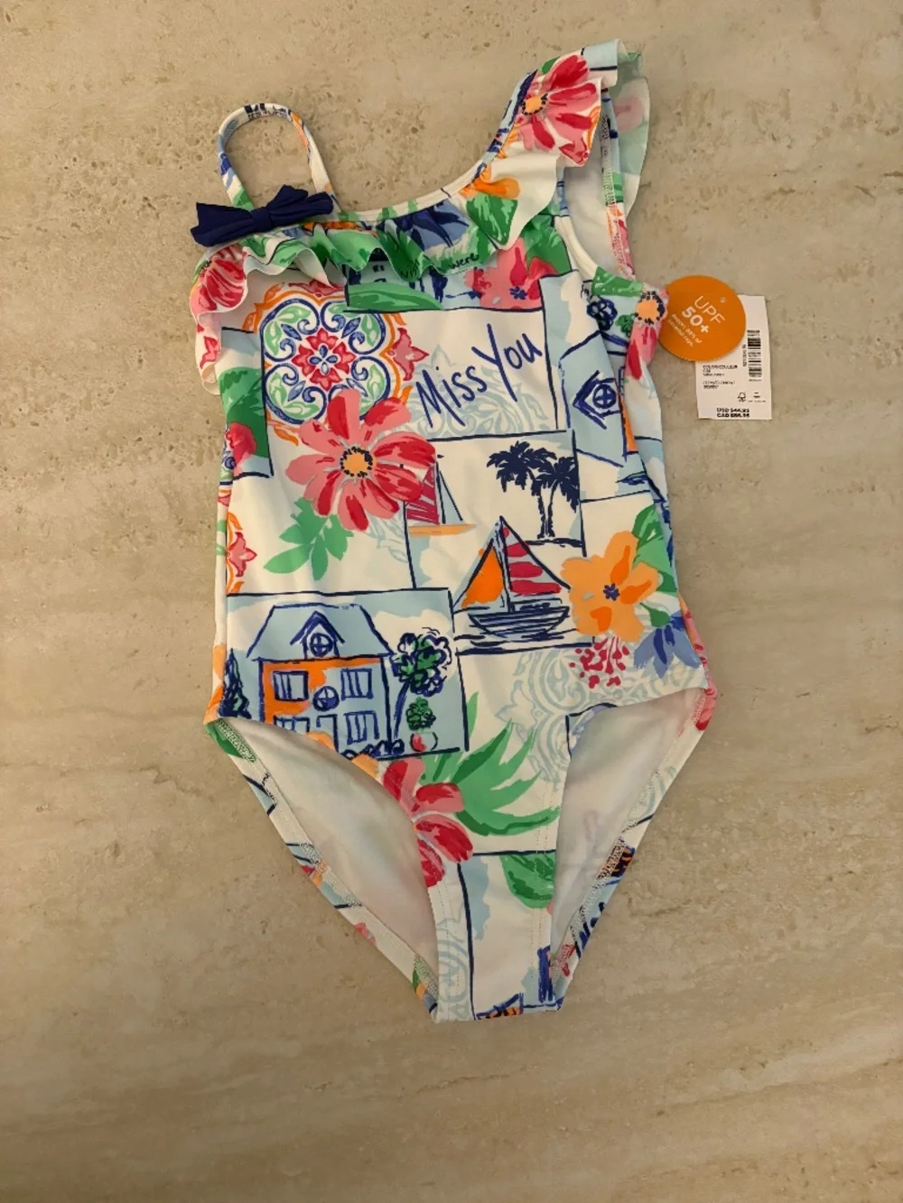 One piece swimsuit with bow detail